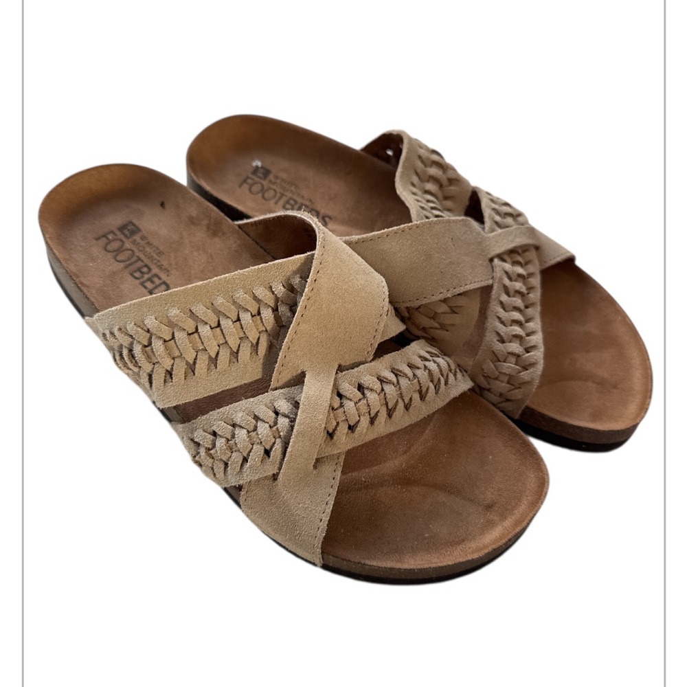 White Mountain Womens HARDING Leather Slip On Slide Sandals Shoes Size 7